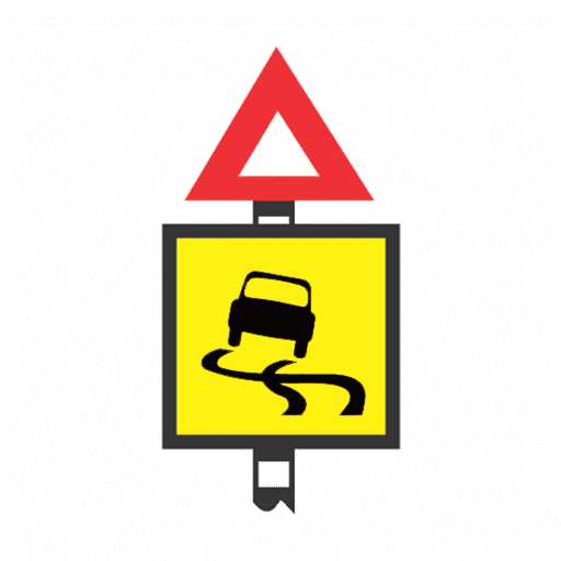 Warning of slippery road ahead