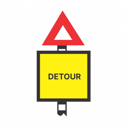 Warning that traffic must slow down to follow a detour