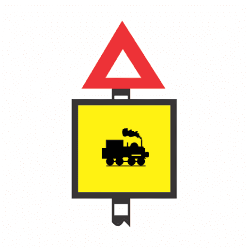 Warning of rail/road level crossing ahead