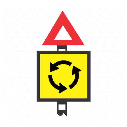 Warning of a traffic roundabout ahead