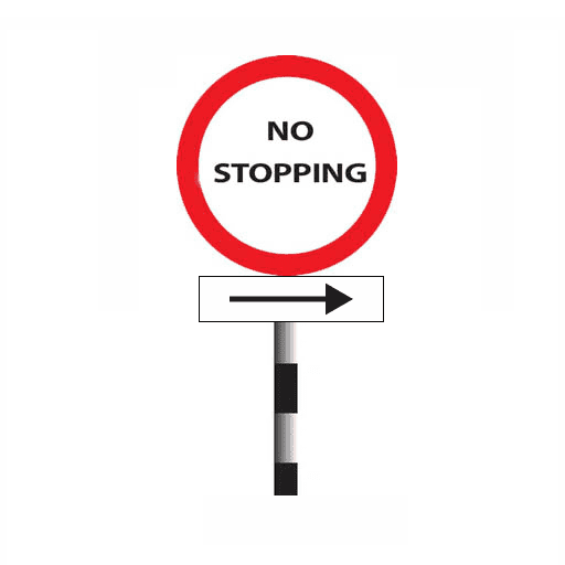 Stopping prohibited in direction indicated by arrow