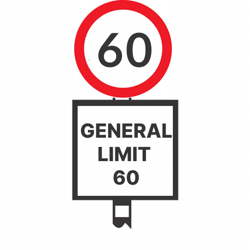 Example of sign where the speed limit on the section of road is the same as the general limit in the area