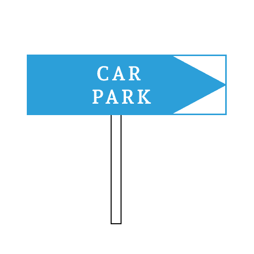 Direction sign to a parking area