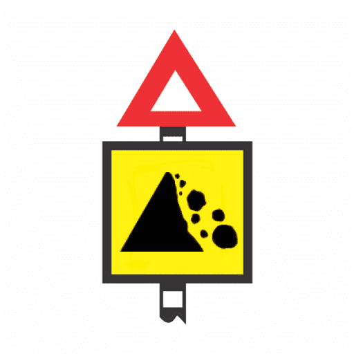 Warning of possible rock falls ahead