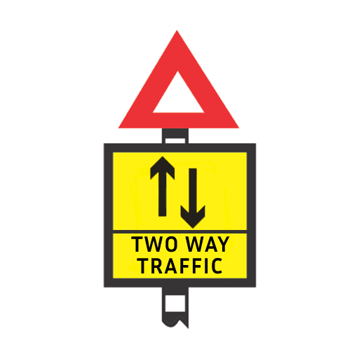 Warning of two way traffic ahead