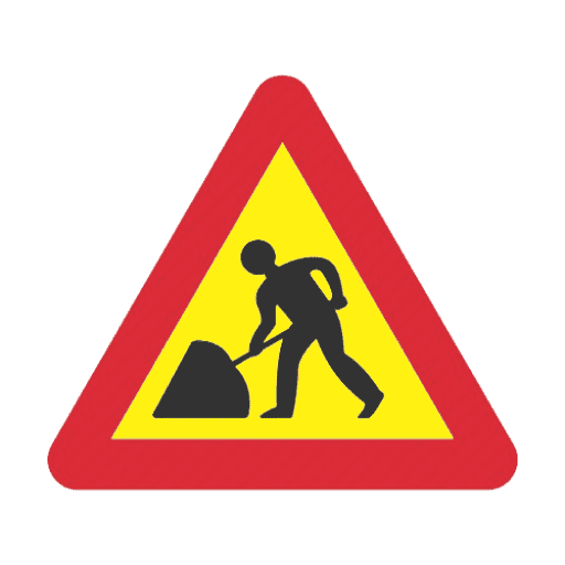 Warning to slow down because of road workers ahead