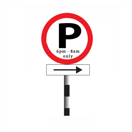 Parking restricted to period shown in direction of arrow