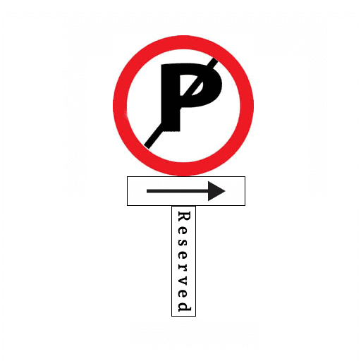 Parking prohibited for all vehicles other than those for which special provision exists under the authority of the law displayed on the sign (Arrow may be omitted)