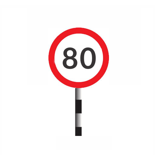 Speed limit sign indicating the maximum rate of speed in kilometers per hour on a section of road. Speed in excess of the figure shown is prohibited