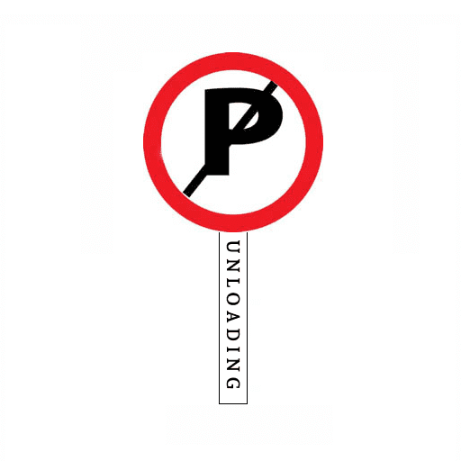 Parking prohibited for all vehicles unless loading or offloading goods