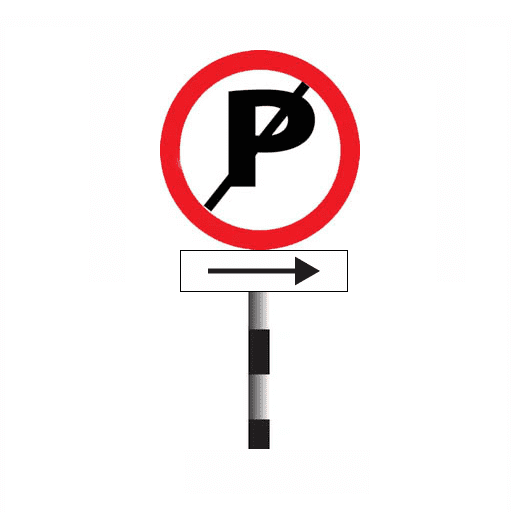 Parking prohibited in direction of arrow