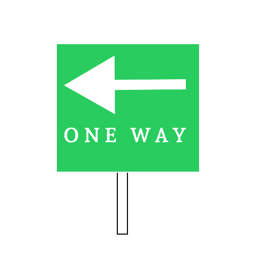 Sign indicating direction of travel in a one way road