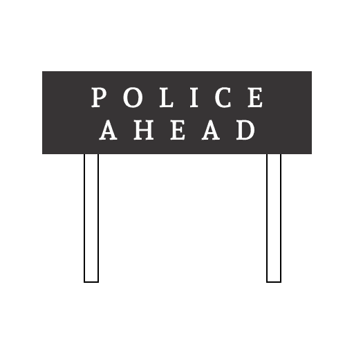 Information and presence of police control ahead. To be used and erected by police only. (This sign indicates that traffic should slow down and expect to be stopped)